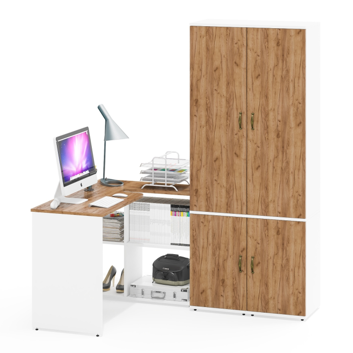 Домашние кабинеты, Пеналы для книг и учебников на пять полок Лидер-8 и стол-трансформер для учёбы