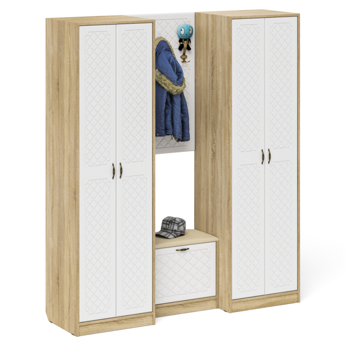 Прихожие, Модульная мебель для прихожей П-6 № 9 МДФ фрезеровка ромб