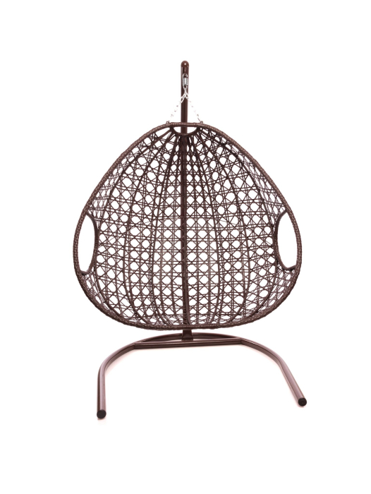 Кресла, Подвесное кресло ДЛЯ ДВОИХ ЛЮКС с ротангом коричневое