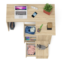 Угловой компьютерный стол Мори МС-16 правый с тумбой ТМП400