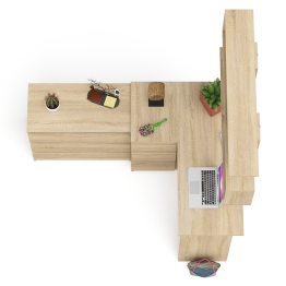 Комод на три ящика Мори МК800.1 с компьютерным столом для работы левый и открытой полкой