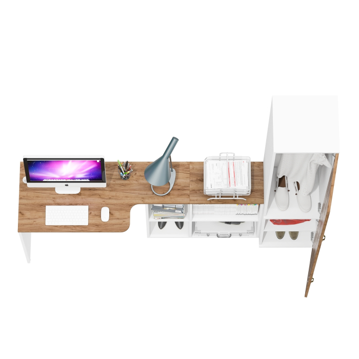 Домашние кабинеты, Стол-трансформер с пеналом с вешалкой для одежды и полкой Лидер-8