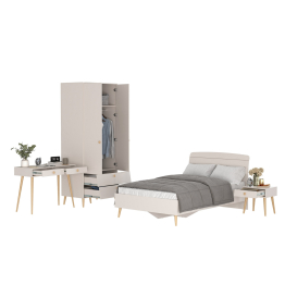 Столик в спальню с кроватью 1200 Афина с тумбочкой и шкафом для одежды