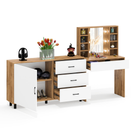 Столик туалетный с полочками и с подсветкой и комод 122-1504