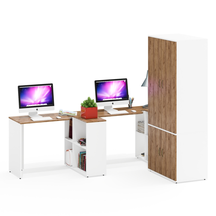 Домашние кабинеты, Место для хранения Лидер-8 19Б и два рабочих стола Лидер-8