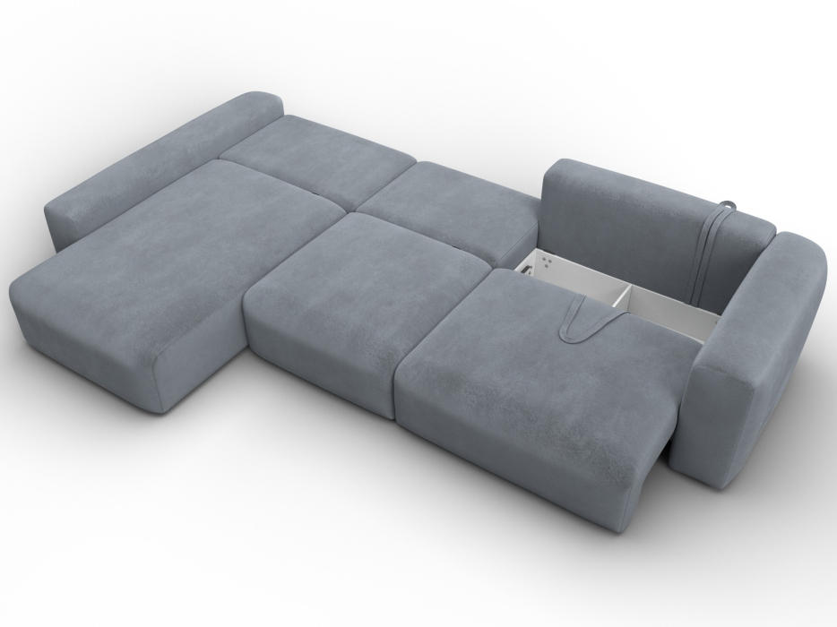 Диваны угловые в гостиную, Диван угловой Лига-066 НПБ Лонг угол левый, велюр TOWER