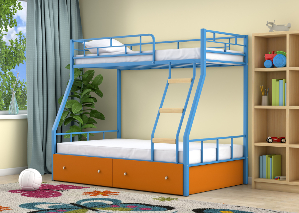 Для подростков, Двухъярусная кровать Радуга ящики оранжевый