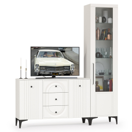 Пенал со стеклом и комод-ТВ-тумба Валенсия № 92