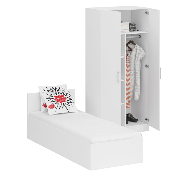 Спальные гарнитуры, Кровать односпальная 800 со шкафом для одежды 2-х створчатым Стандарт