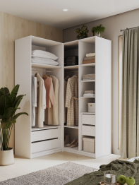 Угловой шкаф для одежды распашной с ящиками, София, 2200х1300х520мм