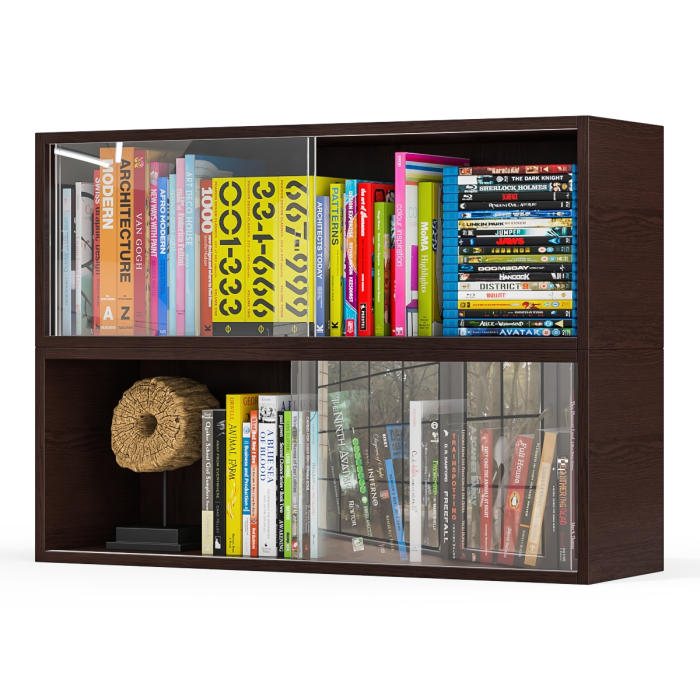 Настенные полки, Комплект из двух книжных полок со стеклом КН-01