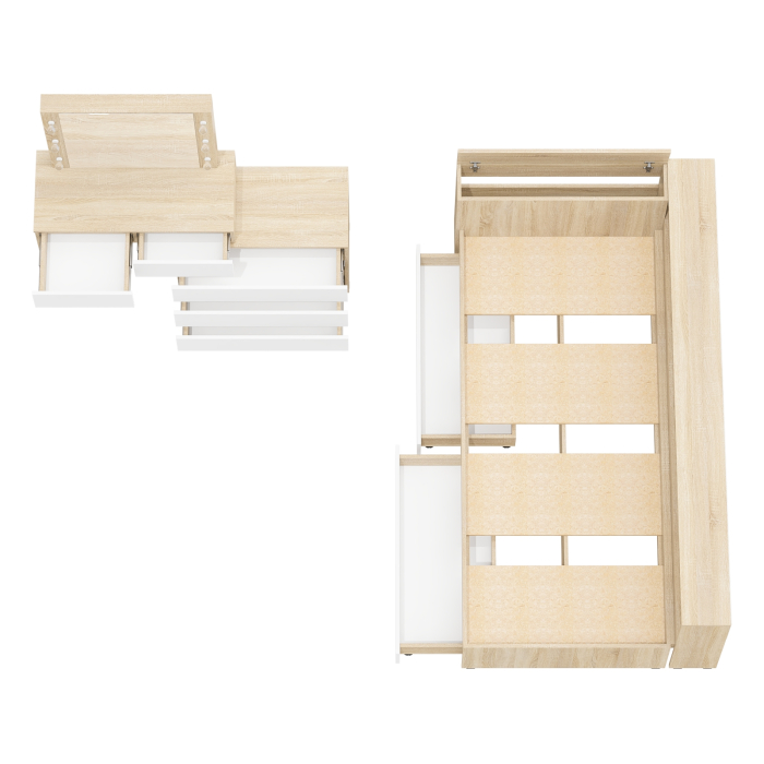 Спальные гарнитуры, Столик косметический с лампочками 110 и Ксения 900 односпальная кровать с ящиками и прикроватным блоком