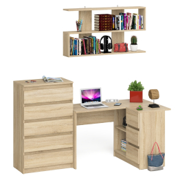 Комод Мори МК700.5 со столом компьютерным угловым МС-16 правым и открытой полкой 1200