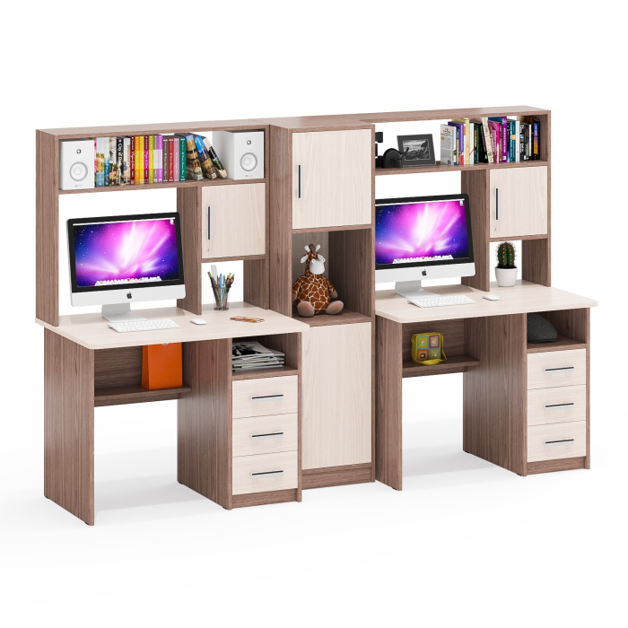 Домашние кабинеты, Стенка из компьютерных столов для двоих человек СК-9