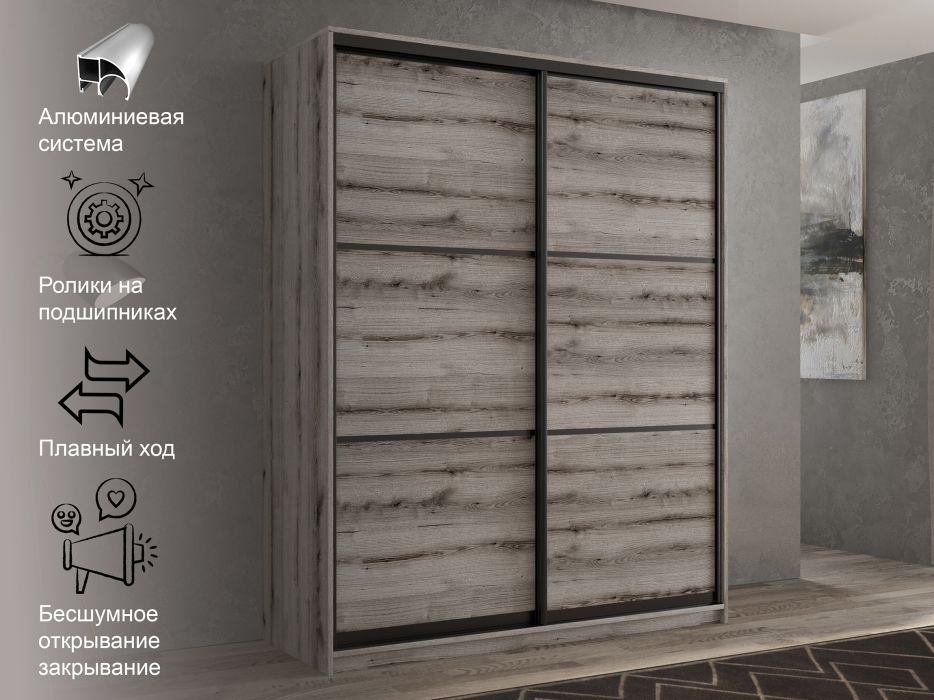 Шкафы-купе 2-х дверные, Шкаф-купе 2х дверный Кааппи 4 140х45