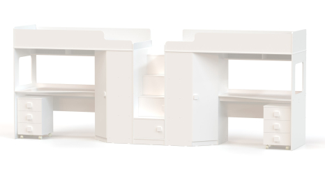 Кровать-чердак с угловым шкафом и столешницей Ridgimmi 11.3