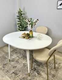 Стол Kenner K1000 раздвижной, стекло белое сатин