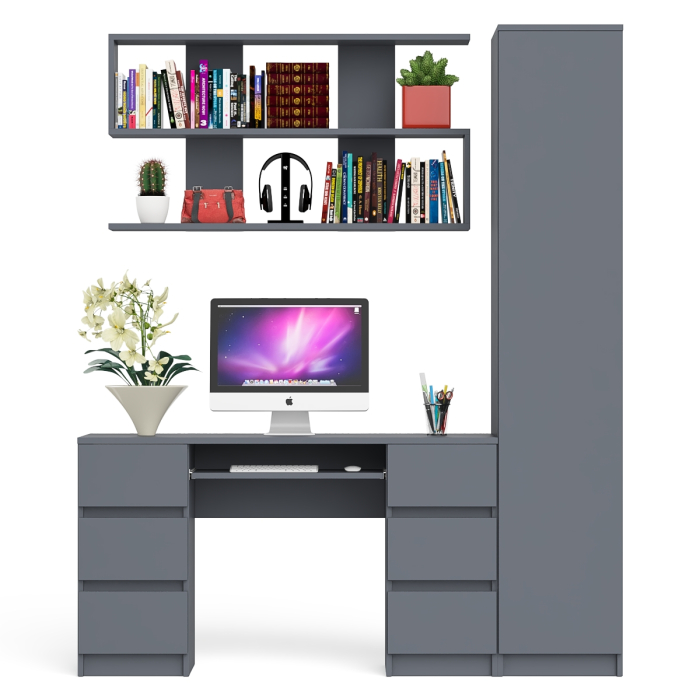 Домашние кабинеты, Компьютерный стол МС-2 с верхней полкой и пеналом для вещей Мори