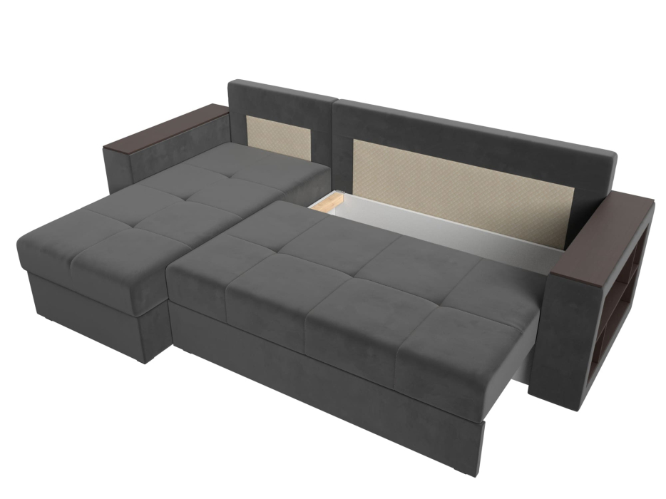 Диваны угловые в гостиную, Диван угловой Дубай Лайт, велюр, левый угол