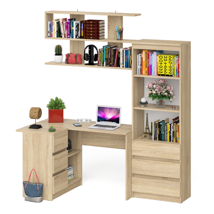 Домашние кабинеты, Уголок школьника Мори с угловым столом и полкой и стеллажом