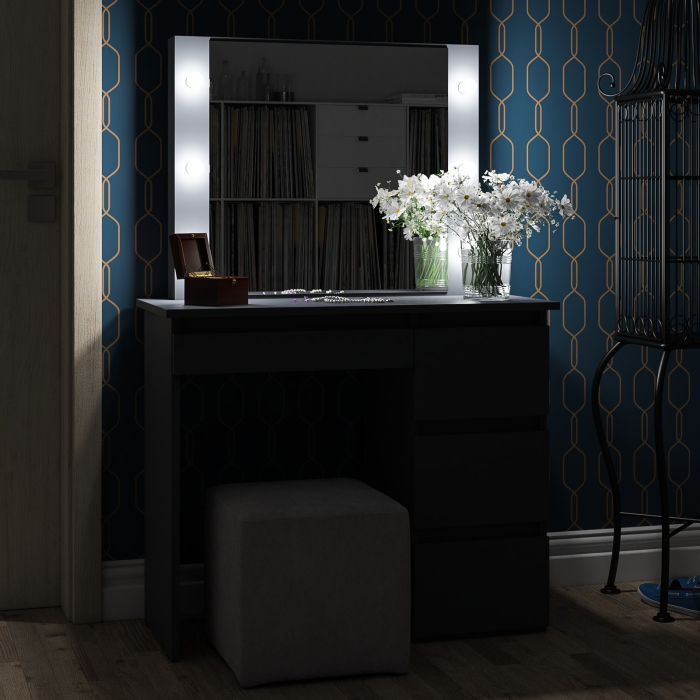 С зеркалом, Стол косметический с подсветкой Сура