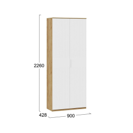 Шкаф комбинированный Хилтон 2-дверный исп.2, дуб крафт золотой, белый матовый