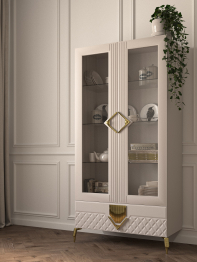 Шкаф витрина распашной 2-дверный Савелья кашемир