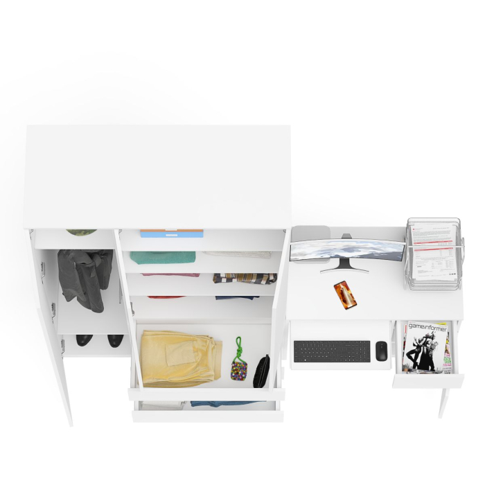 Домашние кабинеты, Компьютерный стол Мори с тумбой с дверкой и ящиком правый и шкаф-комод МШ1200-1