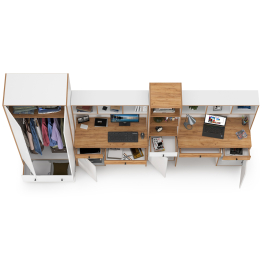 Вуди Компоновка № 32 белый премиум/дуб крафт золотой, 351х52,7х205 см, ун.сб.