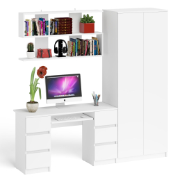 Платяной шкаф две двери Мори МШ800.1 с компьютерным столом и полкой навесной