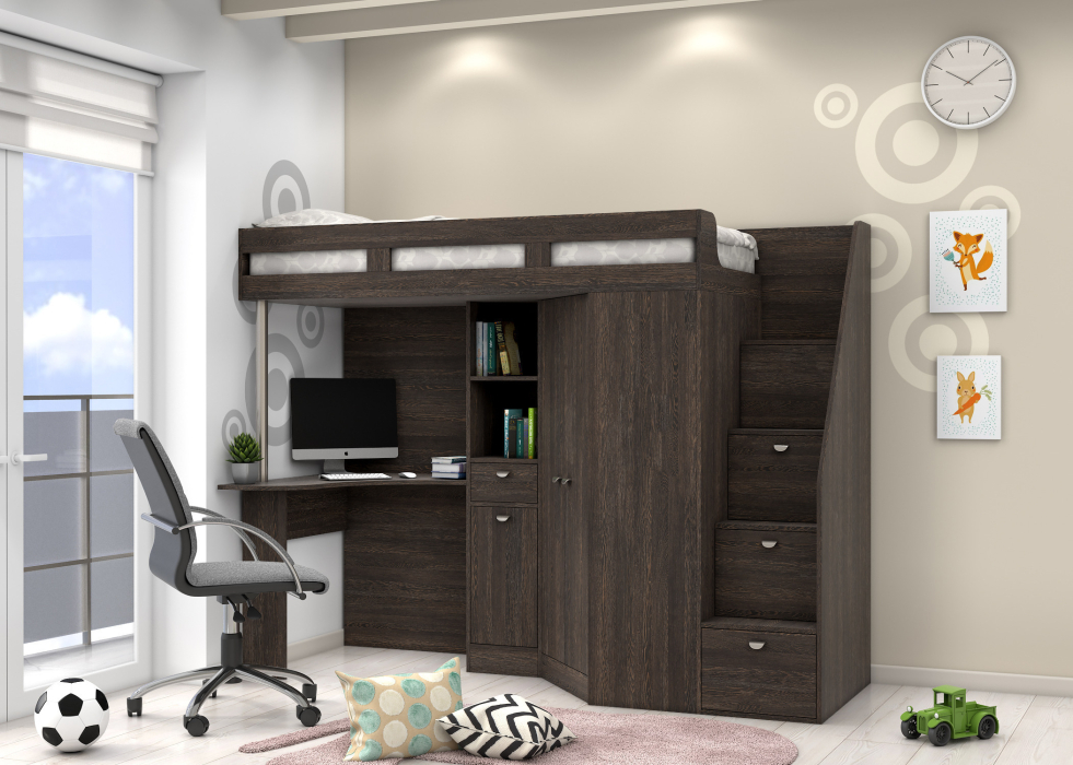 Кровати-чердаки, Кровать чердак  Golden Kids 6 венге