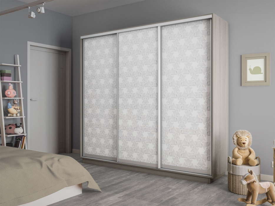 Шкафы-купе 3-х дверные, Шкаф-купе Экспресс 3-х дверный Фотопечать Калейдоскоп Стекла 210х60х220