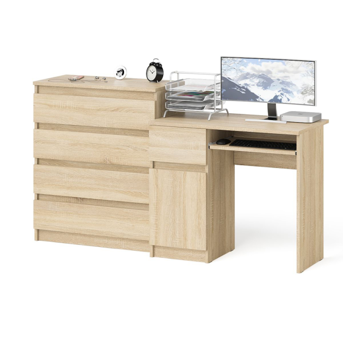 Домашние кабинеты, Стол компьютерный Мори МС1 левый с комодом 4-ре ящика