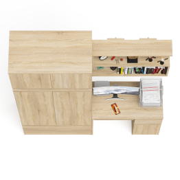 Шкаф с антресолью Мори МА900.1 с компьютерным столом МС-1 правым и книжной полкой