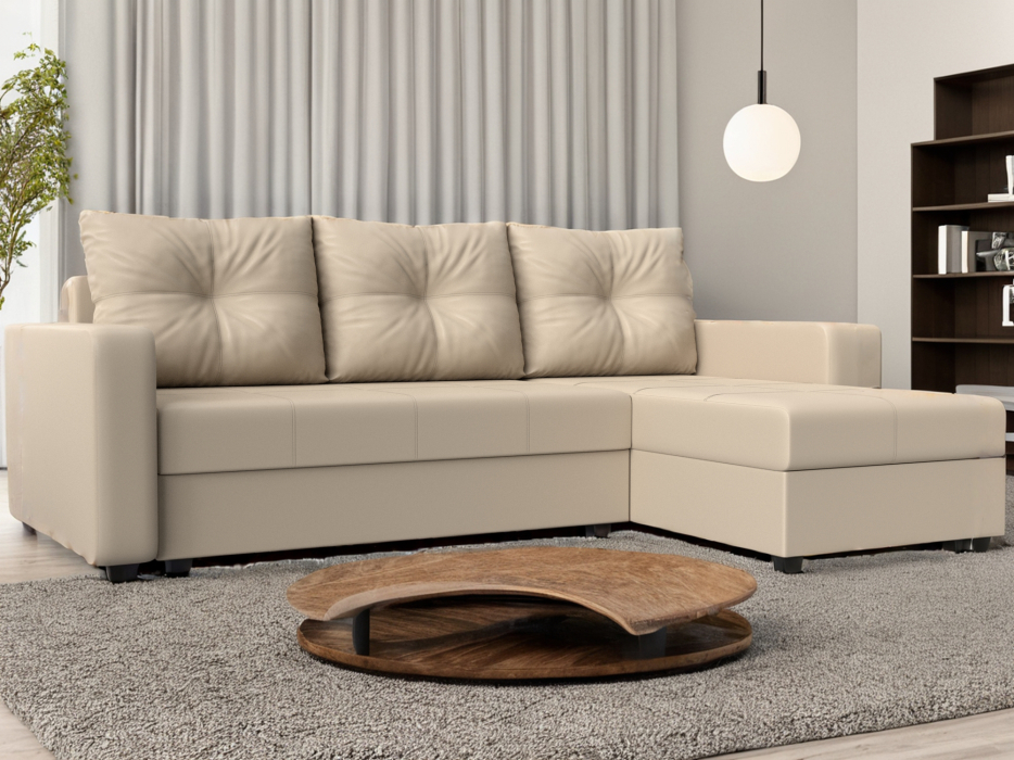 Диваны угловые в гостиную, Угловой диван Ливерпуль Лайт правый угол, экокожа