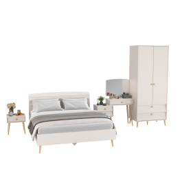 Шкаф-комод Афина с трюмо и двуспальной кроватью 1600 с прикроватной тумбочкой