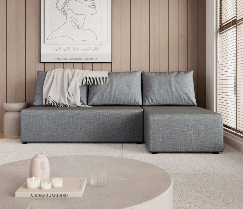 Диваны угловые в гостиную, Угловой диван-кровать Комо, рогожка