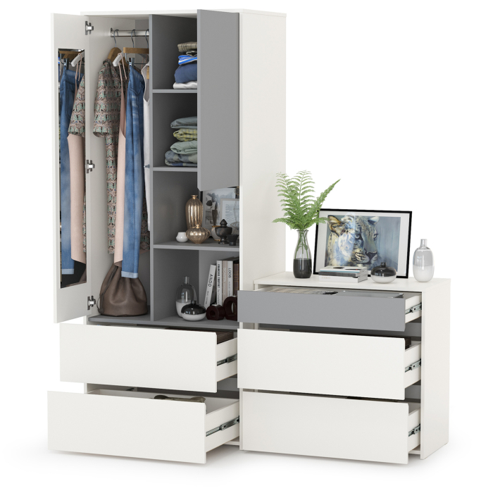 Шкафы двухстворчатые, Шкаф для одежды с комодом Торонто