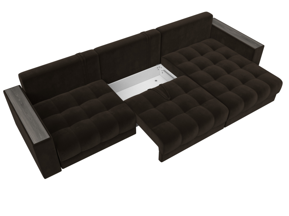 Дизайнерские диваны для гостиной, Диван угловой с декором Лига-049 НПБ Лонг, велюр SEVEN