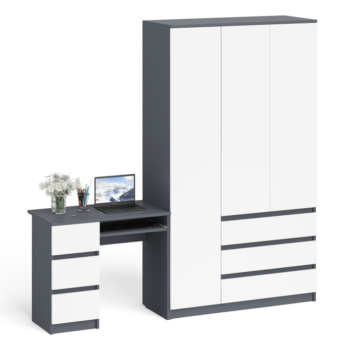 Компьютерные столы, Компьютерный стол МС-6 левый и шкаф-комод с дверкой и тремя ящиками МШ-1200-1 Мори