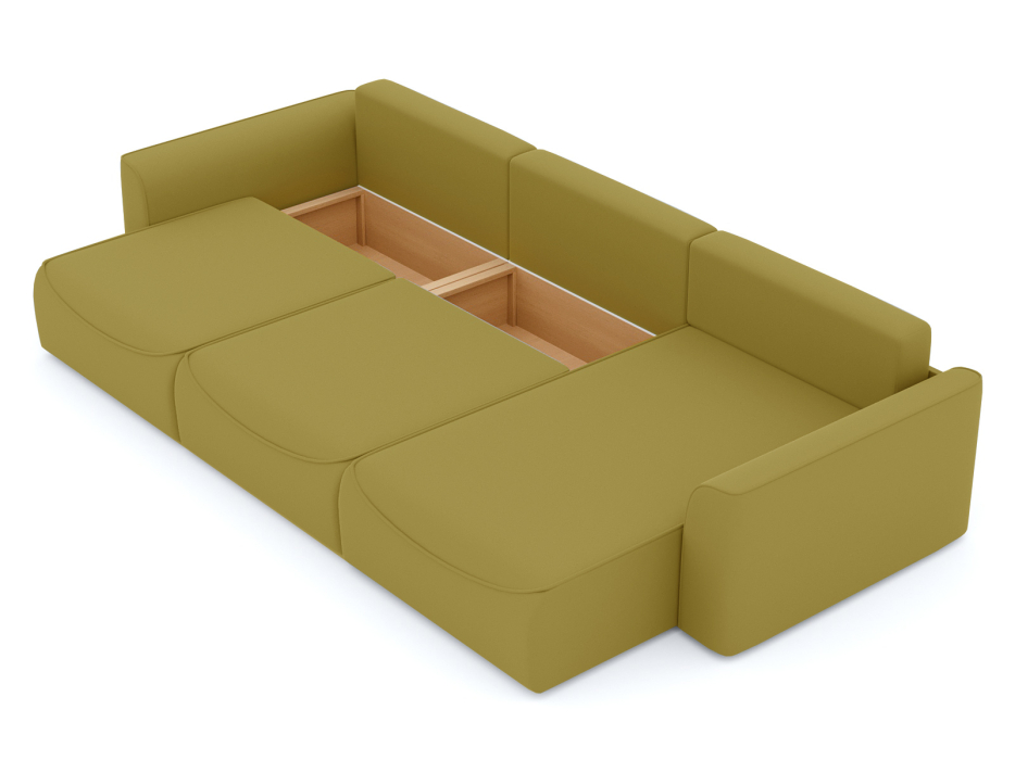 Диваны угловые в гостиную, Диван-кровать угловой Рафаэль 3 секции еврокнижка НПБ, велюр