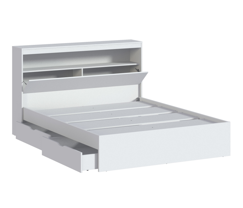 Кровати 160 см, Бруклин СБ-3356 Кровать Белый с ящиками выкатными СБ-3357