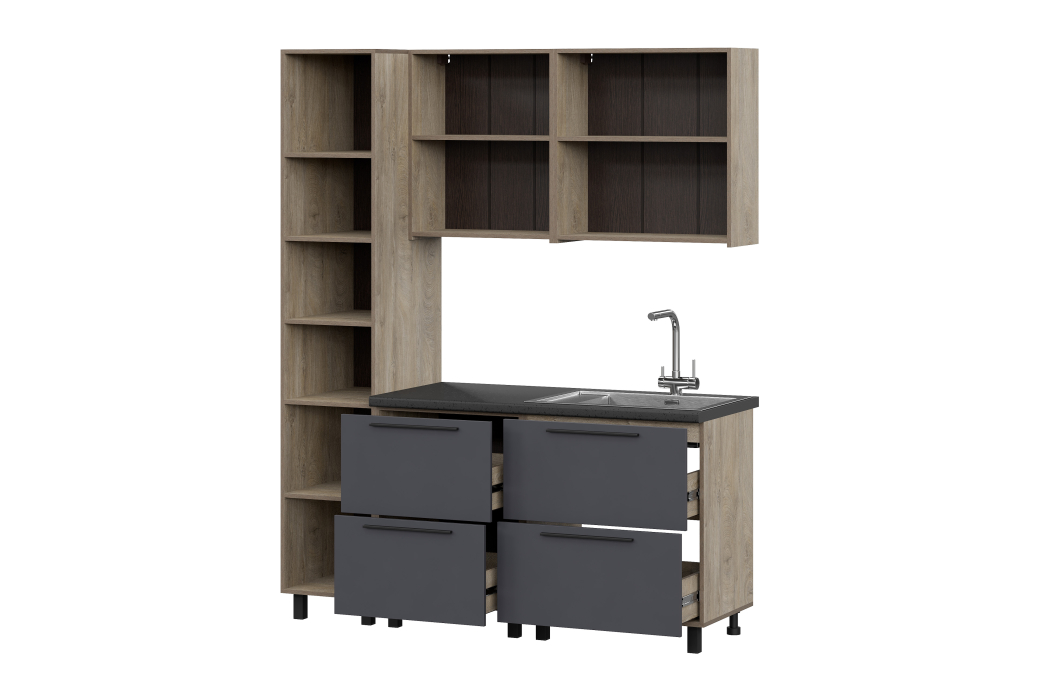 Кухонные гарнитуры, КГ Этна Софт Графит Гиза 3_1,7