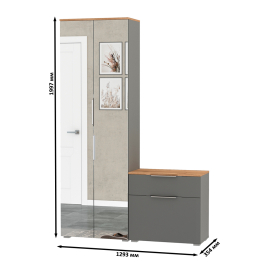 Шкаф для одежды с зеркальными дверками и обувница Октава.