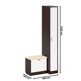 Пенал П-6-500 с обувницей с мягким сиденьем фрезеровка ромб