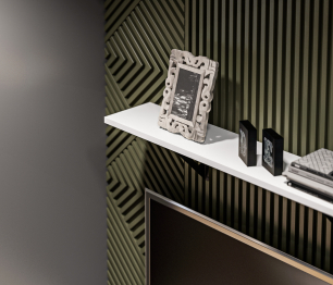 Твин СБ-3412 Полка Белая 117 см с черным менсолодержателем