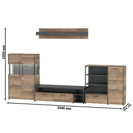 Стенка в гостиную с подсветкой в стиле лофт Трувор № 53