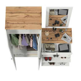 Шкаф двудверный для прихожей и обувница с зеркалом Остин