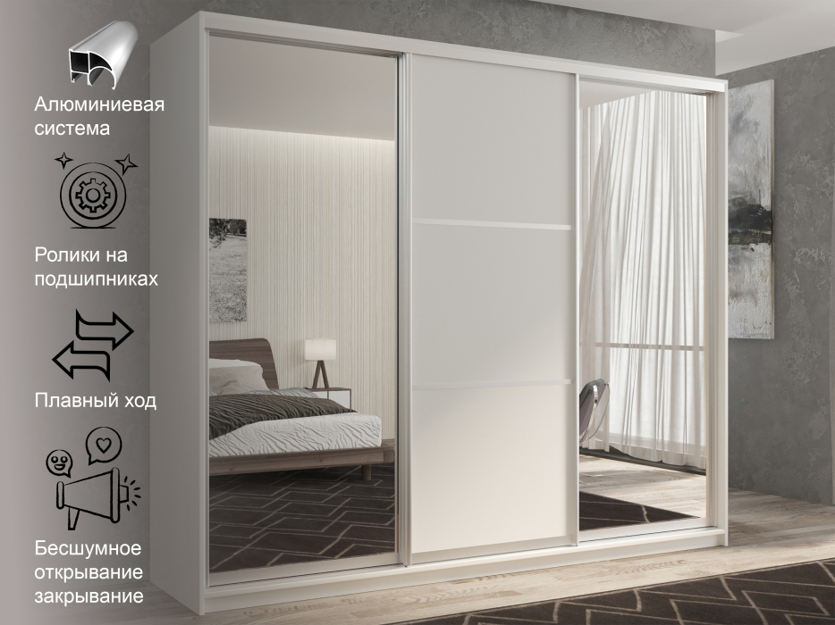 Шкафы-купе 3-х дверные, Шкаф-купе 3х дверный Кааппи 3 180х45