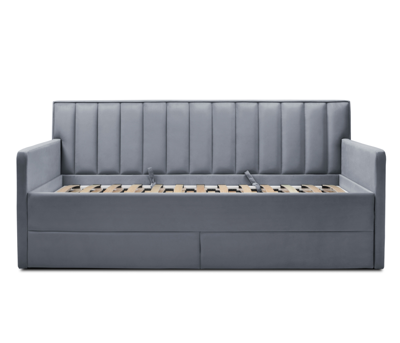 Мягкая кровать, Кровать с  дополнительным спальным местом  и боковинами Порше, микровелюр